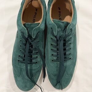 Green Suede Piloti men’s 11.5